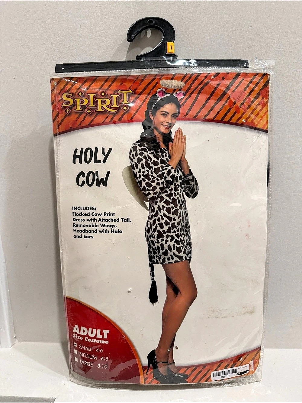 Spirit Halloween Holy Cow Costume Cow Costume White & Black Small NWT Small